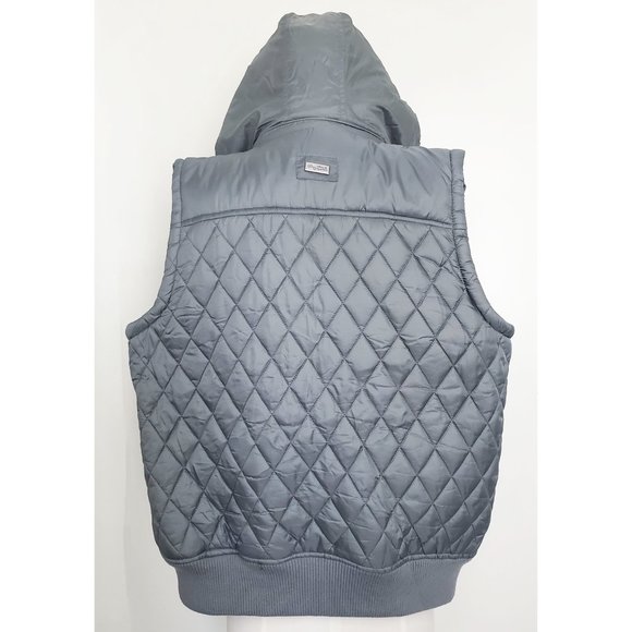 LRG Clothing Mens Grey Puffer Vest Size Small with Detachable Hood M - Picture 2 of 12